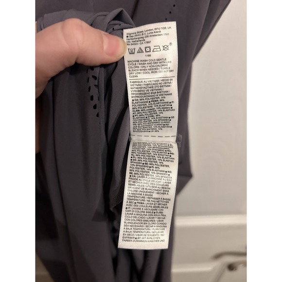 Athleta Presidio Laser Cut Dress Medium Asymmetric Maxi Racer Back Athleisure - Picture 7 of 11